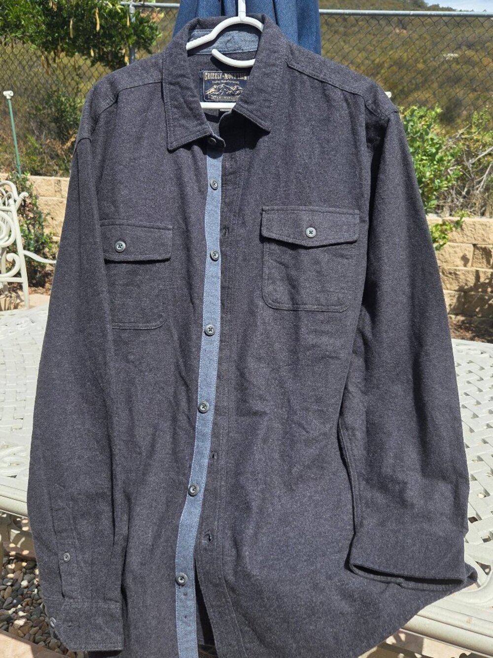 Grizzly Mountain - Gray Flannel 100% Cotton Shirt - Button Down Pockets - XL